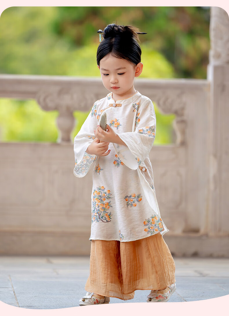 Menghu Ruoli Hanfu Girls' 2026 Spring New Chinese-Style Set, Vintage-Style Long-Sleeve National Style Parent-Child Outfit, Pink Floral Pattern, Size 150 10
