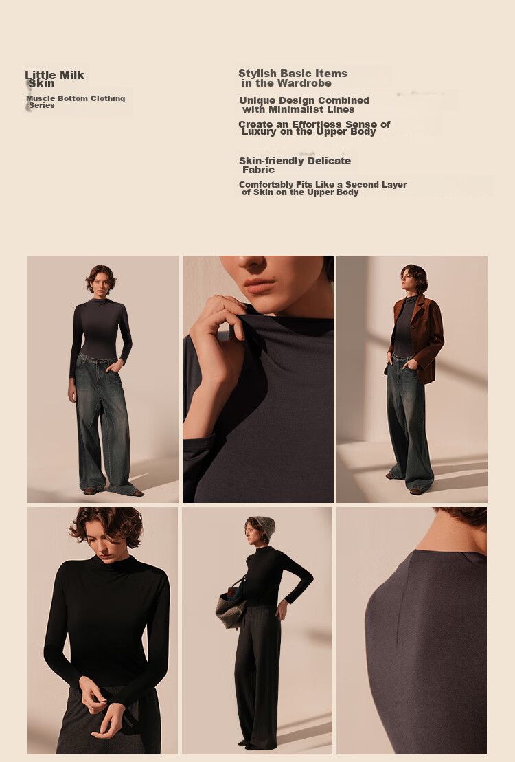 Ubras Soft And Smooth Milk Skin Base Layer for Women, Amino Acid Autumn Undershirt, Inner Thermal Underwear, Comfortable Base Shirt, Jet Black, Size S 3