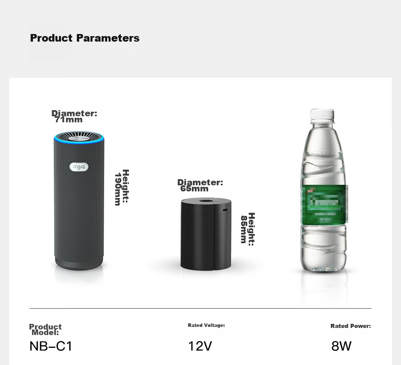 DGQ Car Air Purifier, New Car Formaldehyde And Odor Removal, Car Deodorizer, In-Car Smoke Eliminator, Smart Ozone Control C1 50