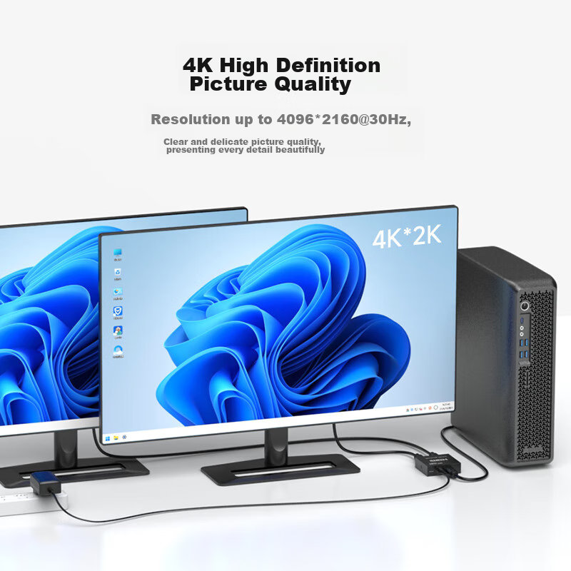HDMI Splitter MT-Viki MT-SP102M, 1 вход 2 выхода, 4K@30Hz, металлический корпус