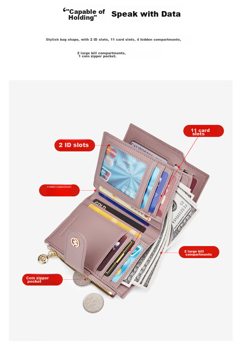 GOLF Wallet for Women, Fashionable Printed Design, Multi-Functional Card Holder And Coin Purse, Short Style Billfold 12