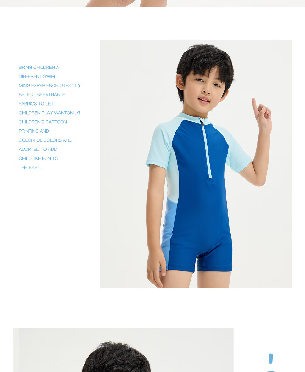 Li-Ning Children's Swimsuit, Boys' One-Piece Surfing Suit, Comfortable And Breathable, for Beach And Hot Springs, Swimwear 808, Navy Blue, Size 140 11