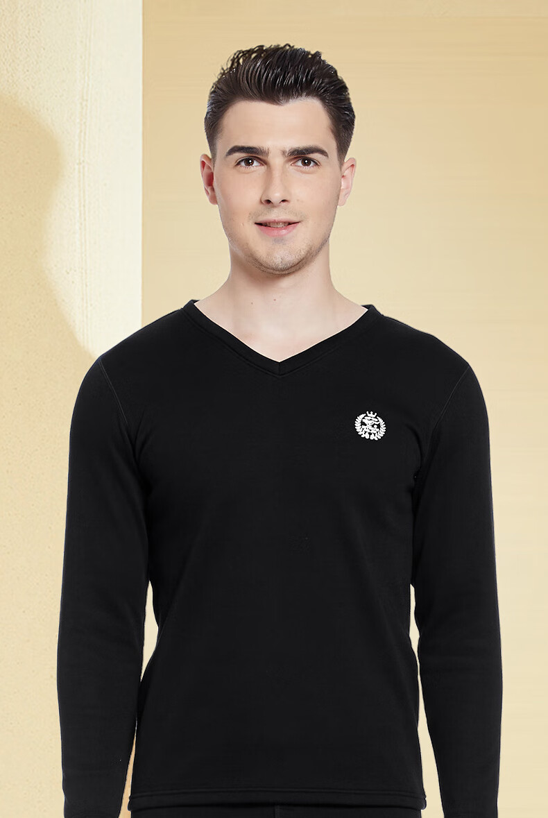 SEPTWOLVES [Double Warmth] Thermal Underwear for Men, Autumn And Winter Fleece-Lined Thick Undershirt, Invisible V-Neck Fashion Base Layer Top 25