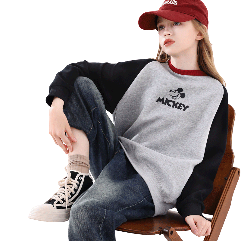 Disney Children's Sweatshirt, Girls' Autumn Top for Older Girls, Preppy Style Trendy Children's Clothing, DS022 Black, 150cm