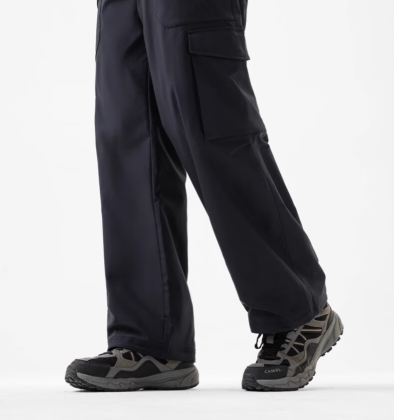 CAMEL [Wang Junkai Style] Men's Wide Straight Leg Fleece-Lined Outdoor Functional Cargo Casual Pants 8803 9