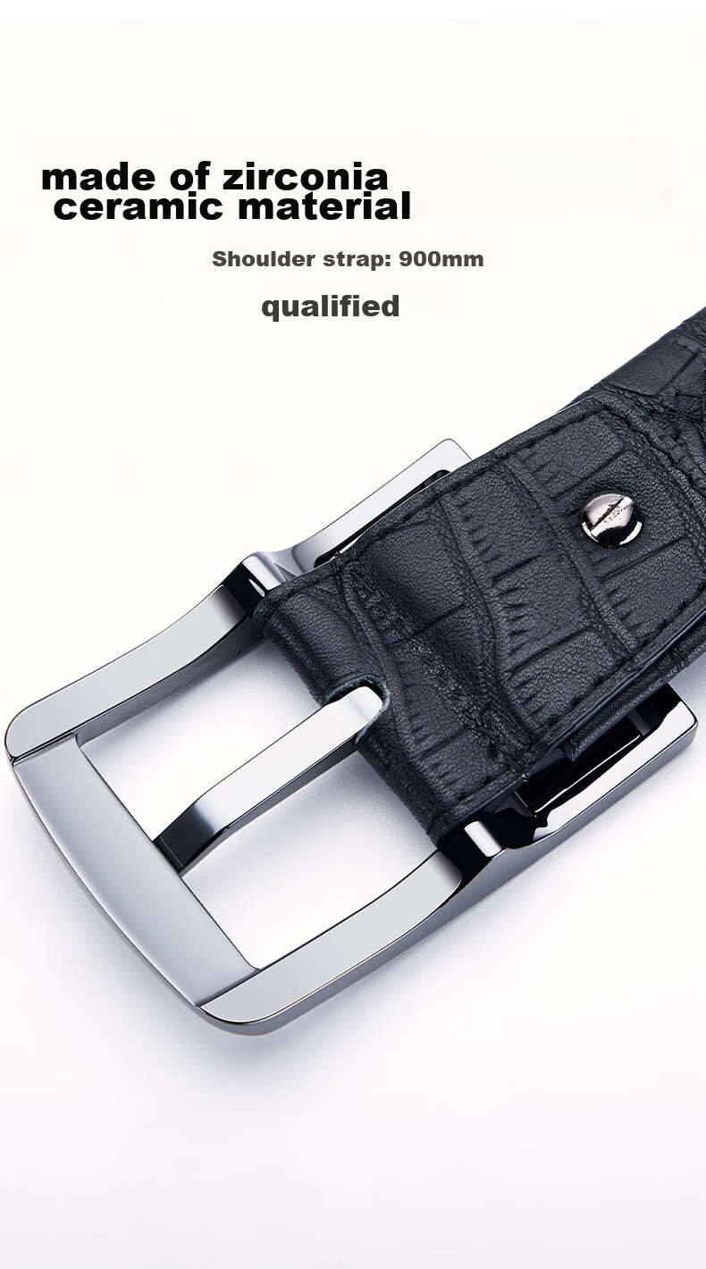 GUSKI Brand Men's Leather Belt with Ceramic Pin Buckle, Gift Box, Birthday Present for Boyfriend Or Husband 5