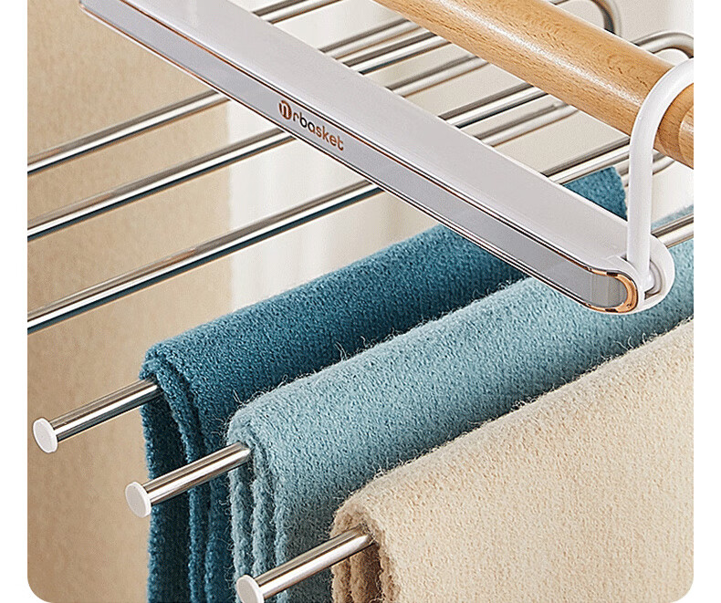 40,000km Folding Pants Hanger Multi-Layer Multifunctional Non-Slip Trouser Rack Home Use Pants Clip Organizer 9