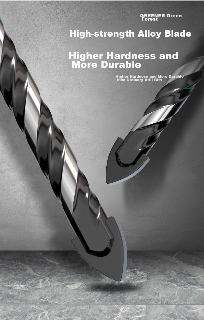 GREENER Triangular Drill Bit for Concrete, Tile, And Cement Wall Drilling, Black Diamond (5+6+8+10+12mm) 5