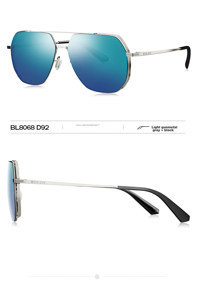 BOLON Aviator Polarized Sunglasses, Toad-Shaped Glasses, UV Protection, Driving Sunglasses, Trendy, BL8068C60 14