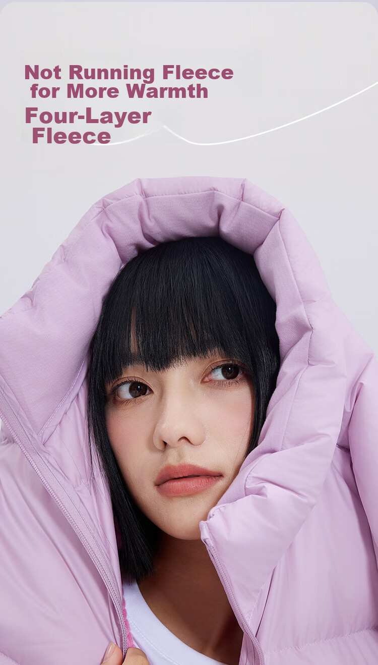 JD Original down Jacket for Women, Spring And Autumn Puffer Coat, New Year Battle Robe Outerwear, Stand-Up Collar Short Style, Cloud Purple Color, XL Size 13