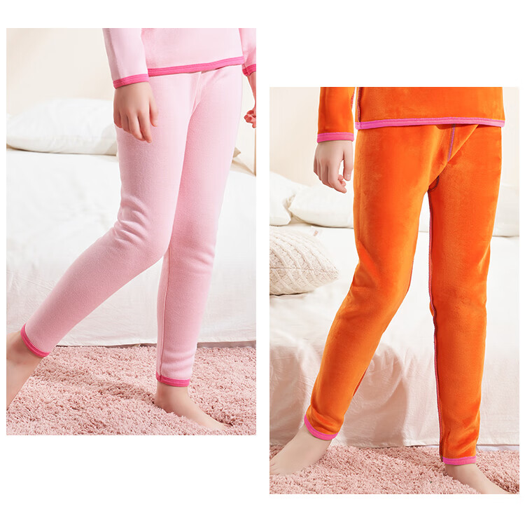 LangSha Autumn New Children's Thermal Pants, Boys And Girls Inner Wear School Uniform Essential, Baby Autumn And Winter Fleece-Lined Thick Cotton Long Johns, Size 110 15