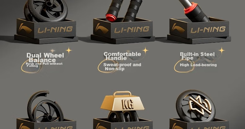 Li-Ning Ab Wheel, Abdominal Muscle Roller, Fitness Equipment for Abdominal Exercises, Double Wheel Training Device for Abdominal Fat Reduction, Men's Equipment 6