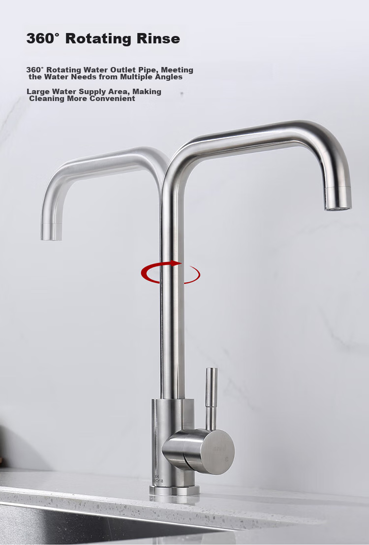 Larsd Kitchen Faucet, 304 Stainless Steel Sink Faucet, Hot And Cold Rotating Dishwashing Sink Faucet LD82058 3