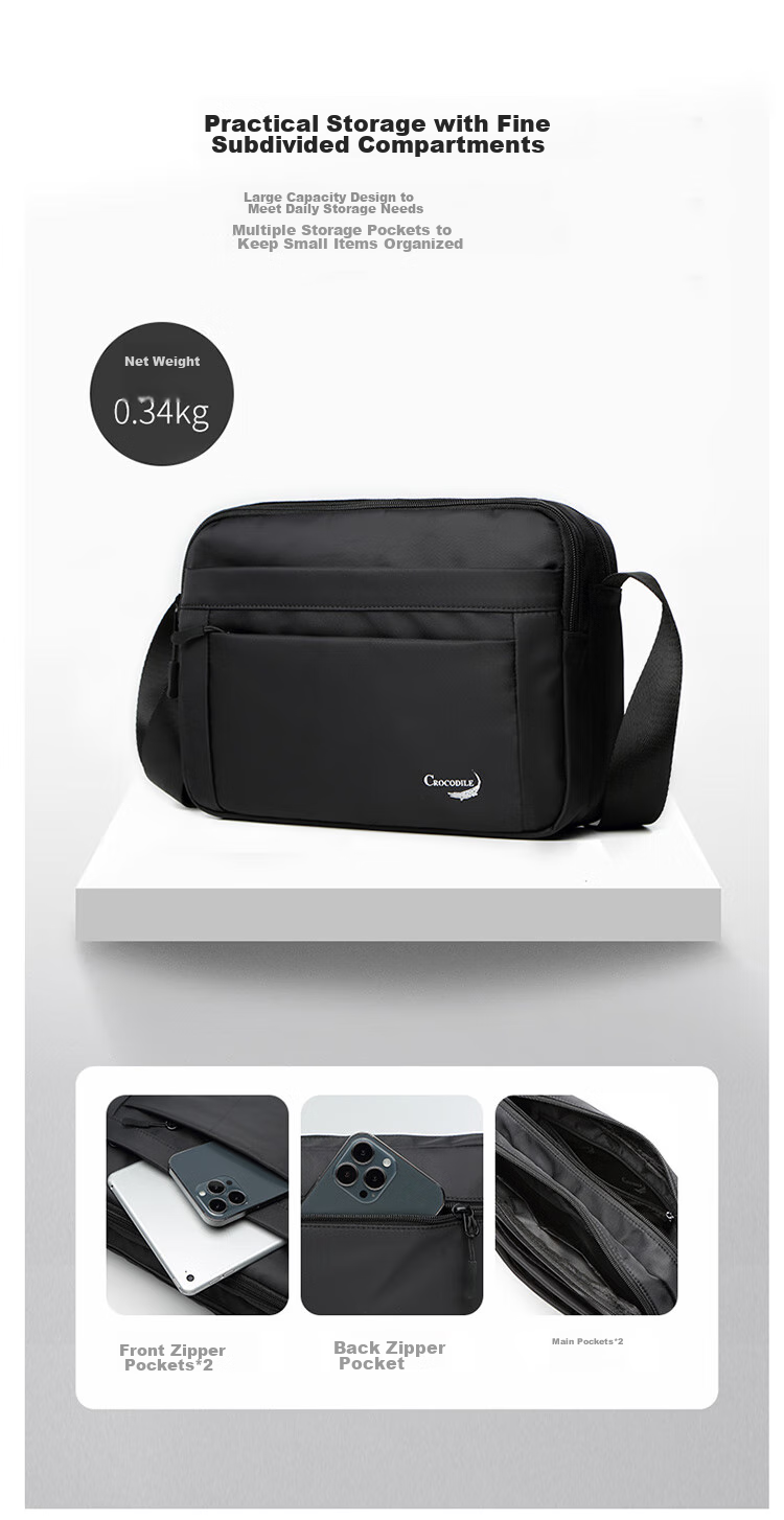 CROCODILE Fashion Versatile Fabric Bag, Men's Large Capacity Shoulder Bag, Lightweight Horizontal Crossbody Bag XB1978, Gift for Boyfriend 7