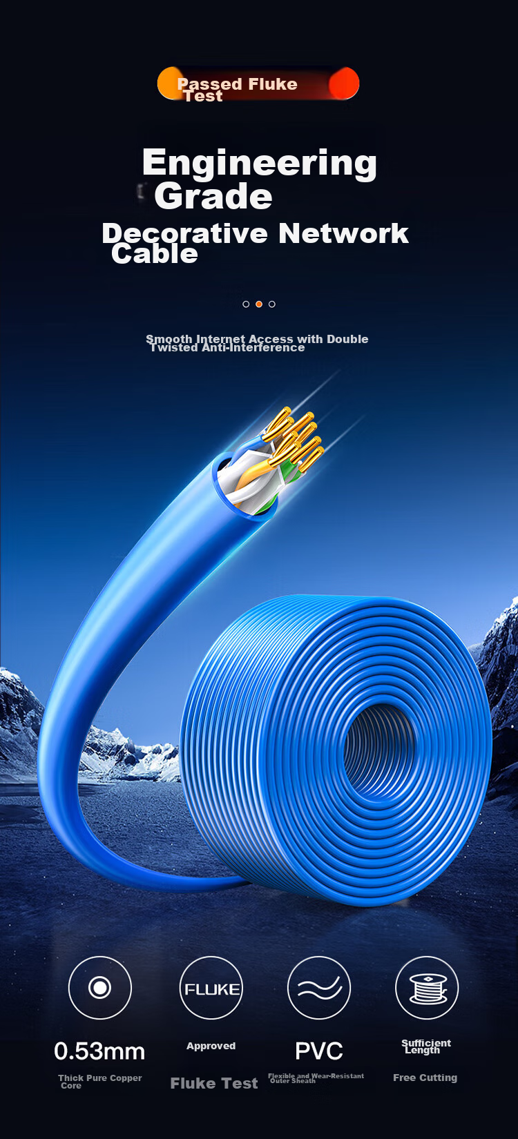 Shengwei Cat6 Ethernet Cable, Gigabit Network Wiring, Computer Broadband Unshielded Twisted Pair, Oxygen-Free Copper High-Speed Home Network Cable, 100 Meters/roll CLC-6100B 2
