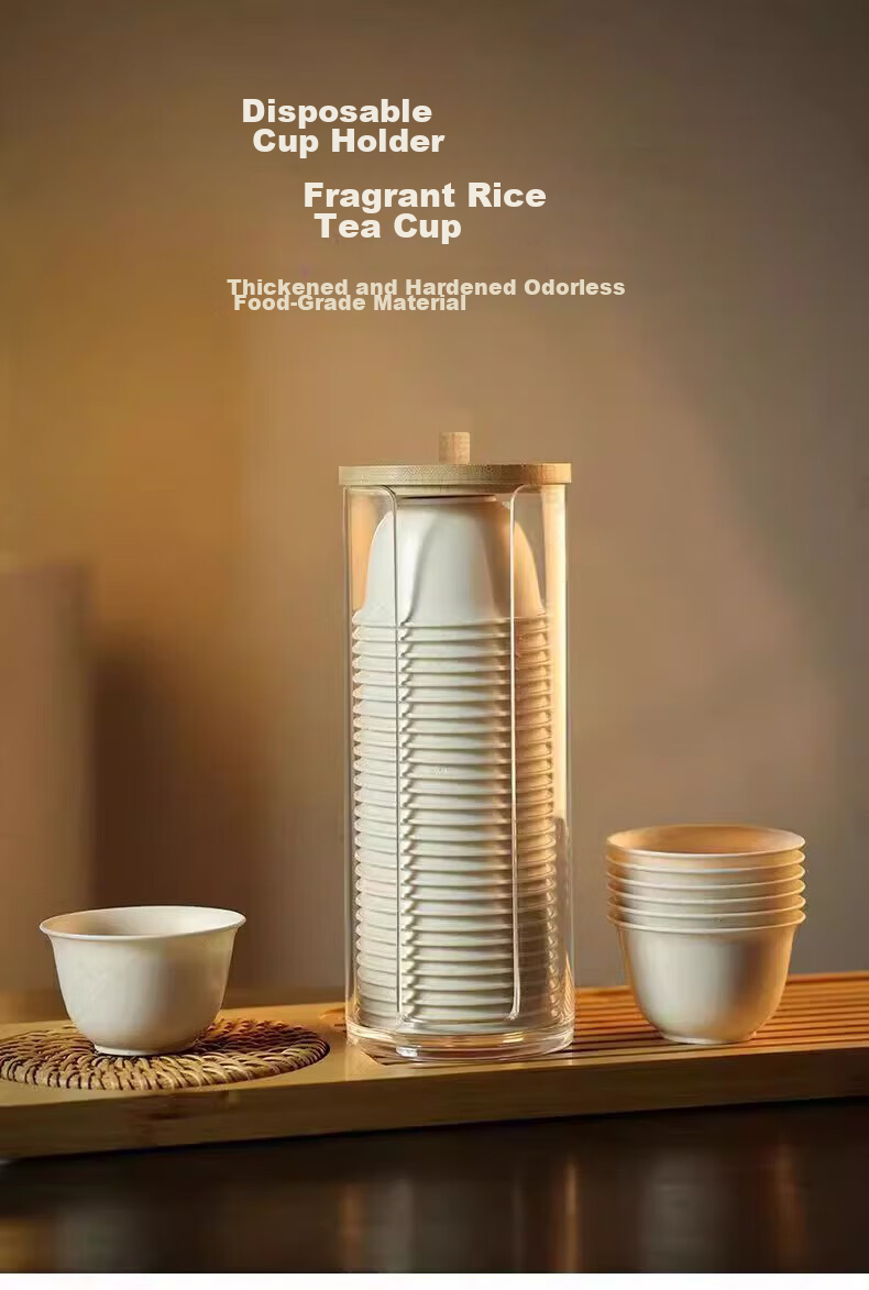 Xiduomi Disposable Tea Cups, Kung Fu Tea Set, Rice Husk Cups, Kung Fu Tea Ceremony Small Cups And Bowls, High-End Heat-Resistant, with Premium Storage Rack 2
