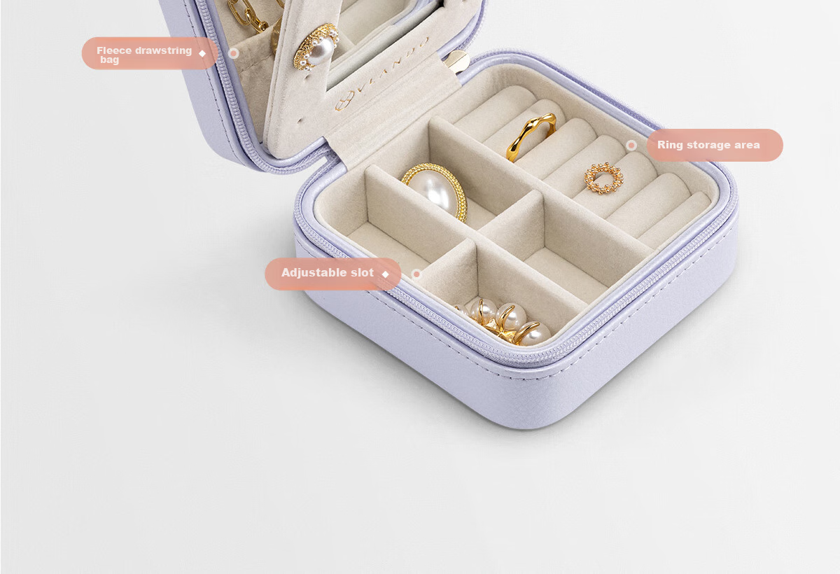 VLANDO Portable Travel Jewelry Box, Compact Storage Case for Women's Accessories, Dustproof Birthday Gift for Girlfriend [Without Mirror] 8