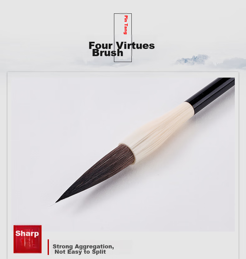[Lowest Price Online] Liupintang Deyingxiangshou Beginner's Wolf And Sheep Calligraphy Brush for Chinese Painting, Large Regular Script Medium Regular Script Small Regular Script Brush, Four Treasures of The Study Huzhui Brush, Medium Regular Script, 1 Piece 4