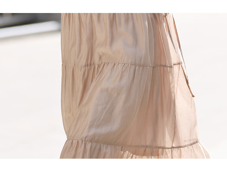 Dme Tencel Flowy Dress with Drawstring Waist And V-Neck Short Sleeves for Women, Light Pink, Size S 12