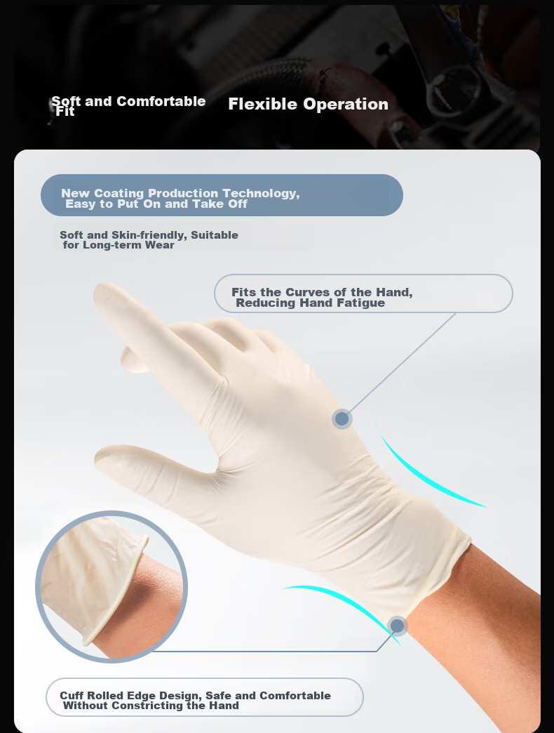 LANON Disposable Latex Gloves, Thickened, Laboratory And Oral Examination, 100 Pieces, Imported Latex LD11, Size L 8