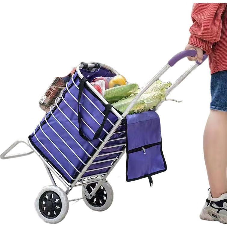 Paiying Shopping Cart, Foldable Hand Truck, Grocery Shopping Helper, Small Cart, Portable Cargo Trolley, Hand-Pushed Luggage Cart