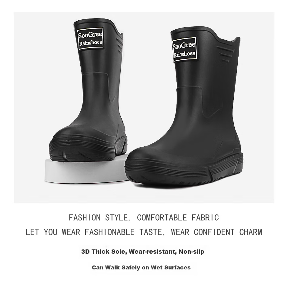 SooGree Rain Boots for Men, Mid to High Top, Spring And Summer Waterproof Beach Shoes, Wear-Resistant Fishing Delivery Work Safety Rubber Boots 2