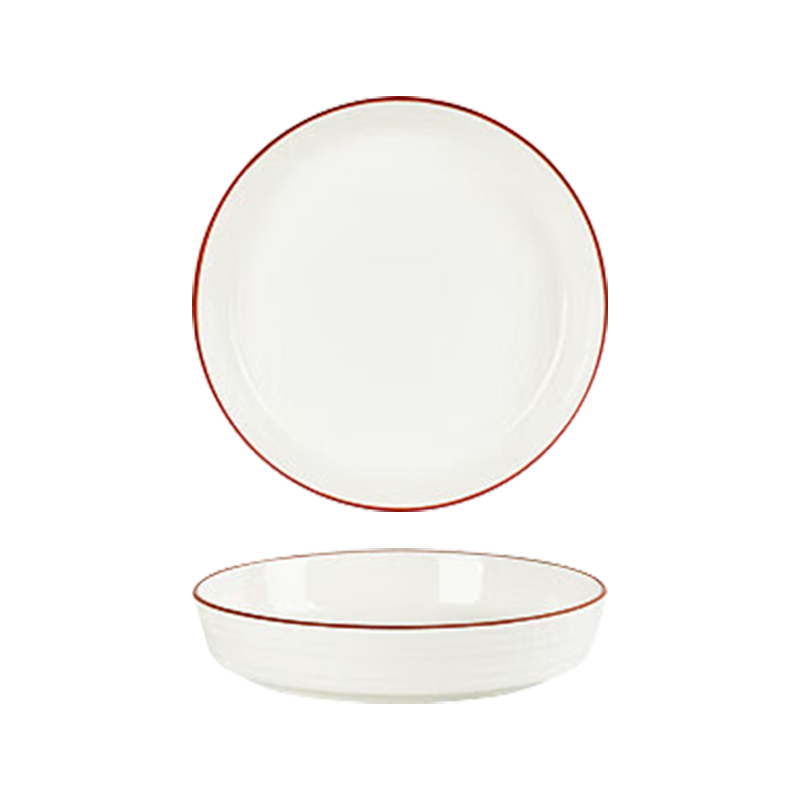 Hechuanwu Ceramic Plates, Household Dishes, 7-Inch Underglaze Deep Plates, Ceramic Soup Bowls, 2 Pieces, Dishwasher Safe