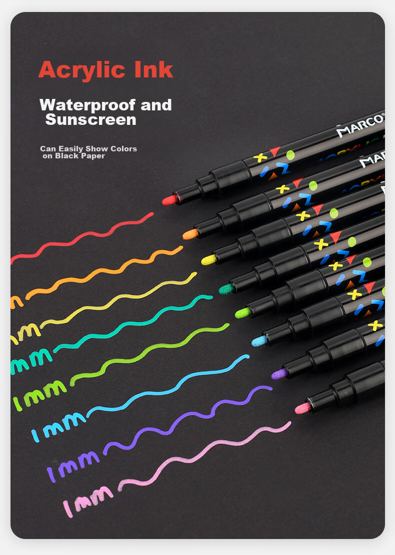 MARCO 36-Color Acrylic Markers, Waterproof Paint, Watercolor, Fluorescent Markers, Children's Student Art Supplies, Parent-Child Drawing Gift Box, Back-To Gift, Art Supplies for Sketching, Watercolor Pens, Art Educatio 3
