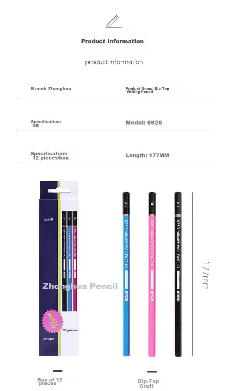 Zhonghua [Back to School Essential] Zhonghua Hexagonal HB Student Pencils for Office Writing, Pack of 12, Model 6928 3