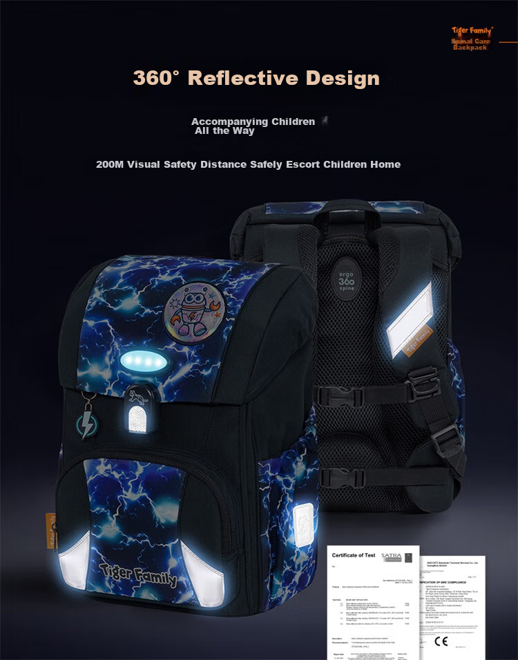 TigerFamily Elementary School Backpack for Grades 1-5, Children's School Bag for Boys And Girls, Spine-Protecting Large Capacity Double Shoulder Bag 15