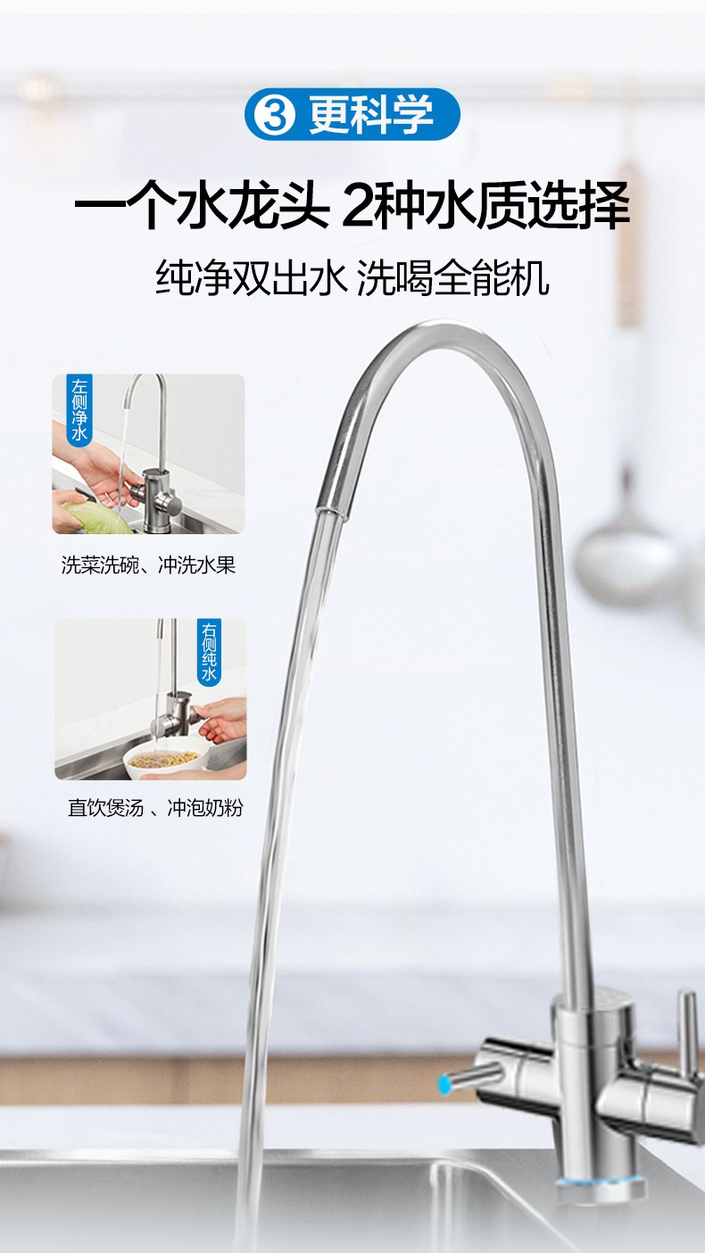 106126-【新品双鱼座】海尔(Haier)净水器家用净水机 RO反渗透纯水机600G大通量无桶双出水台下直饮机 【升级款】双鱼座6H99-详情图