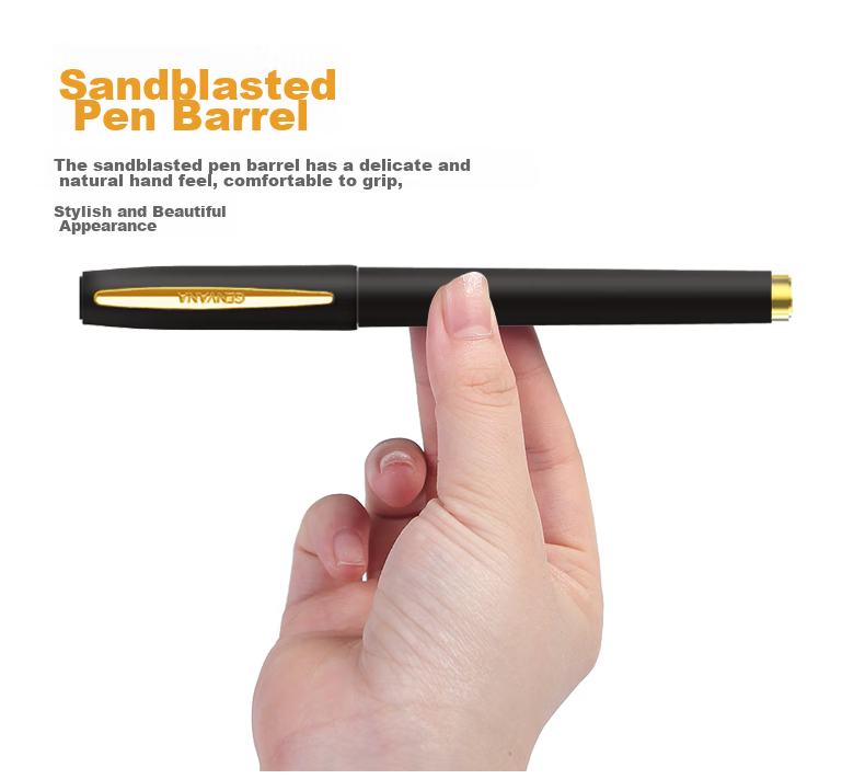 Genvana [12 Large Capacity] Stationery 0.7mm Black Gel Pen, Signing Pen, Wear-Resistant Tip Office Signing Pen Frosted Barrel Gel Pen G-1327 4