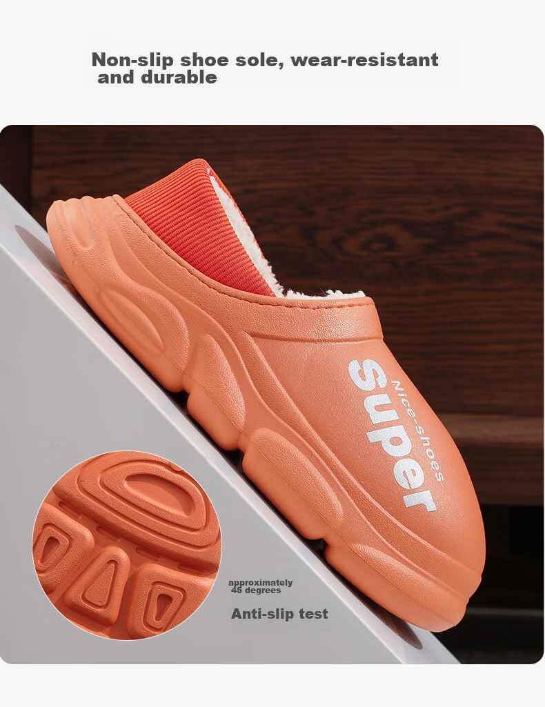 GUOLUOFEI Thick Cotton Slippers for Men And Women, Autumn Outdoor Wear, Waterproof Non-Slip Fleece-Lined Indoor Home Heel-Covering Cotton Shoes, White, Size 36-37 7