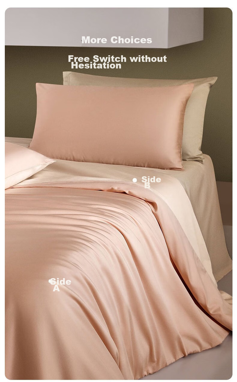 LOVO Luolai Light Luxury 100S Long-Staple Cotton Sateen Four-Piece Bedding Set, Double Bed Fitted Sheet Style, 200*230cm, Pink 3
