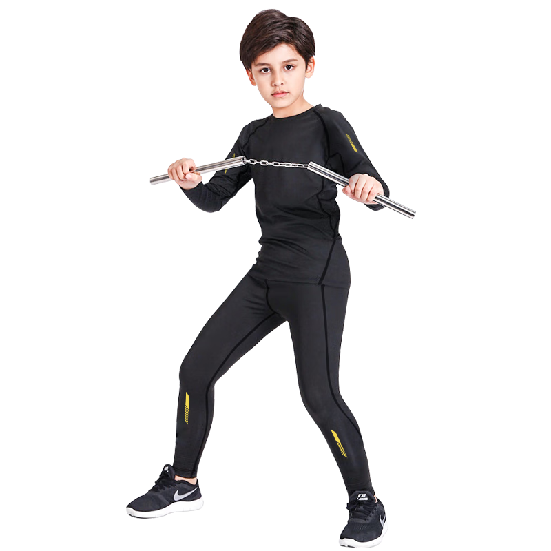 Fandimu [Children's Sports Set for Boys And Girls], Tight-Fitting Training Shirt, Running Suit, Youth Sportswear, Fitness Wear, Badminton Outfit
