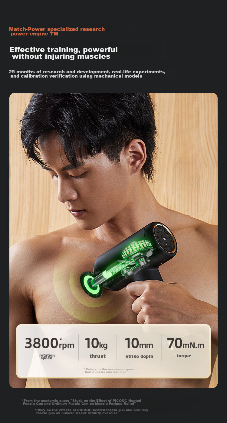 PICOOC Professional Muscle Massage Gun with Heat Therapy, Sports Fitness Shoulder Neck Back Massager, Home Use Fascia Gun H1 Birthday Gift for Boyfriend Girlfriend Parents 8