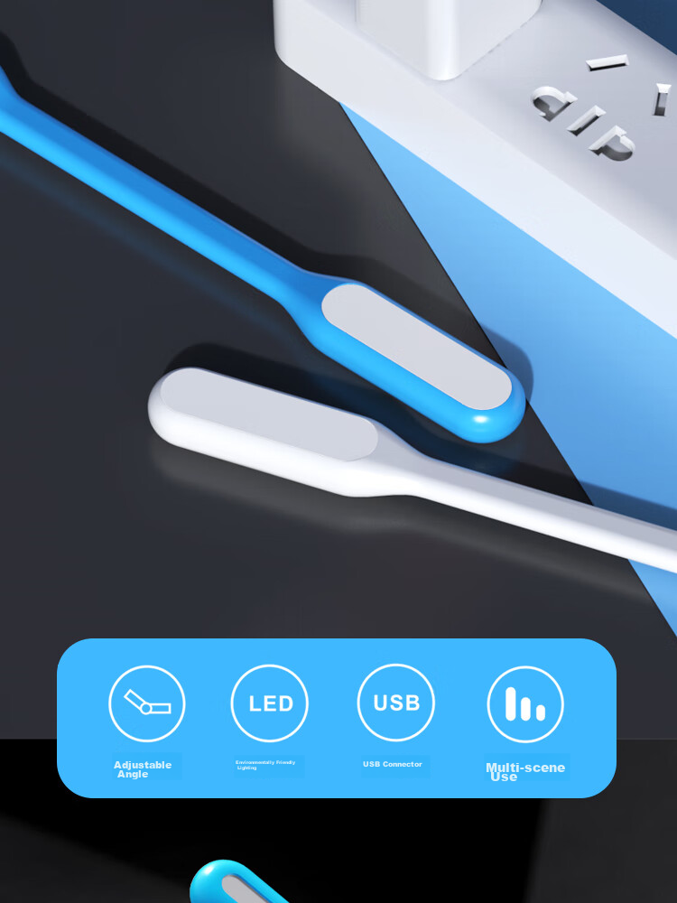 ESCASE [1 Pack] LED Portable Light, USB Flashlight, Laptop Light, Keyboard Light, Mini Portable Night Light, Power Bank for Student Dormitory, Outdoor Mobile Energy-Saving Blue Light 3