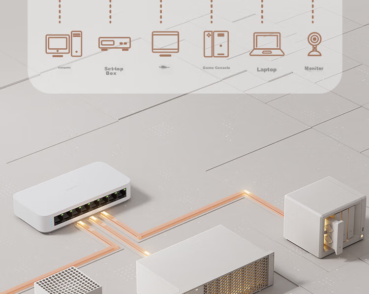 MI 2.5G Switch, 2.5G Electrical Ports *4 + 10G Optical Ports *2, Enterprise-Grade Gigabit Switch, Monitoring Network Cable Splitter, Flow Distributor 9