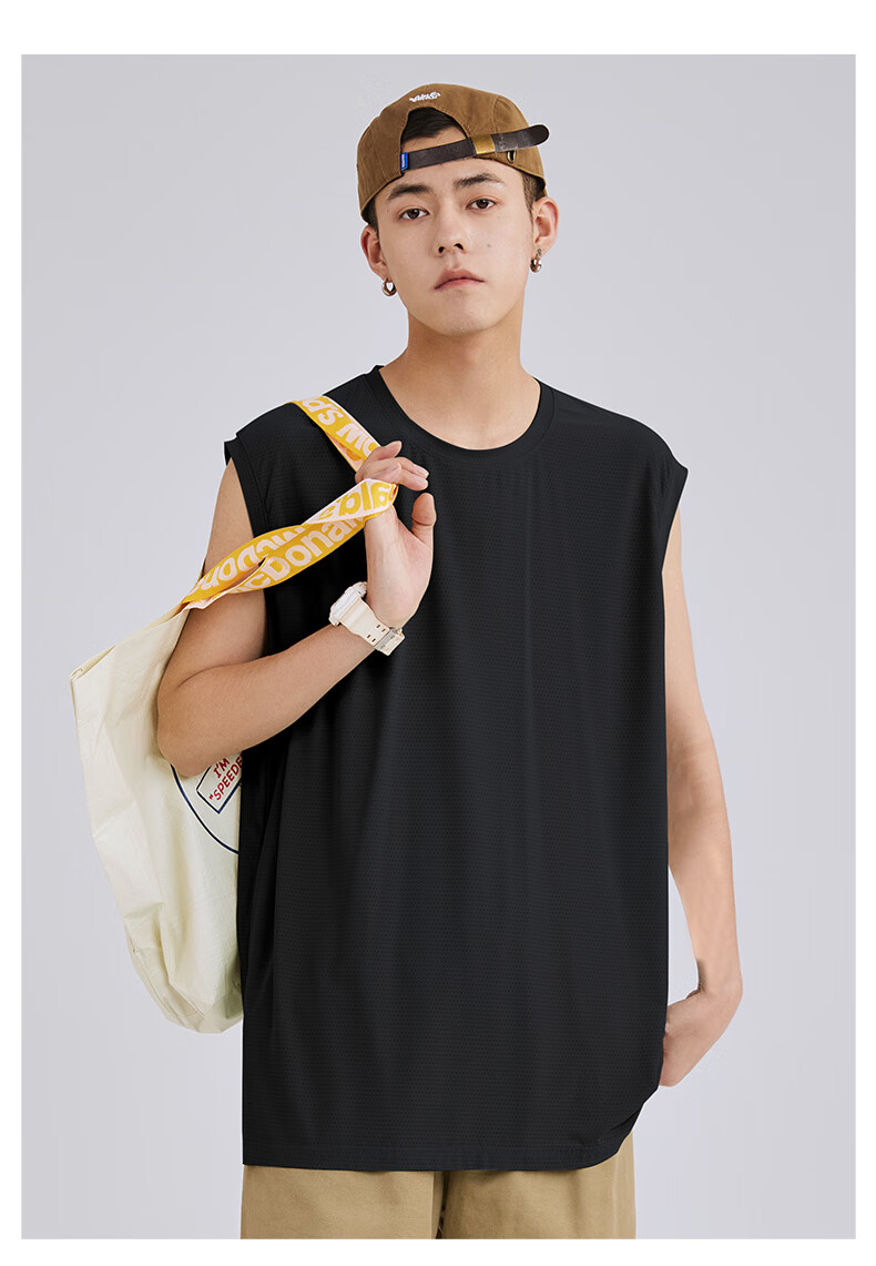 Baleno Men's Summer Vest, New Mesh Breathable Ice Silk Cool Basketball Sports Round Neck Sleeveless Casual Outdoor Quick-Dry Undershirt 10