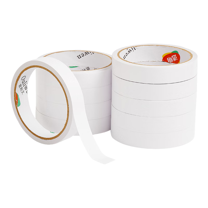 Ouliwen Strong Double-Sided Tape, High Adhesion, Nail-Free, Traceless, Transparent Cotton Paper, 10 Rolls, 18mm*10y, Wall Adhesive Fixation Sticker, Easy to Tear