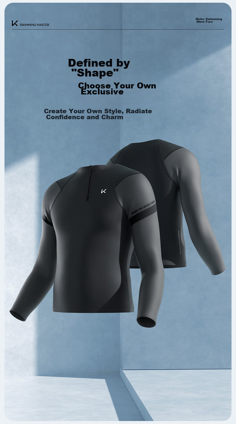 Keep Men's Swimwear, Long-Sleeve Thermal Print Swimsuit, Surfing Suit, 177 Black, XL 7