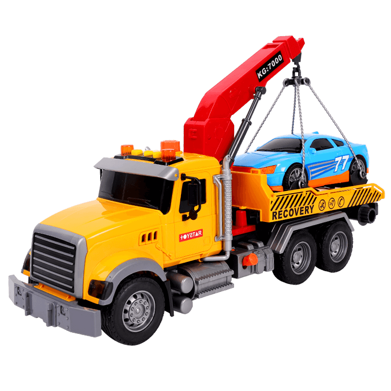 XST Children's Trailer Toy, Transport Flatbed Truck, Enlarged Road Rescue Crane, Obstacle Removal Vehicle, Birthday Gift for Boys