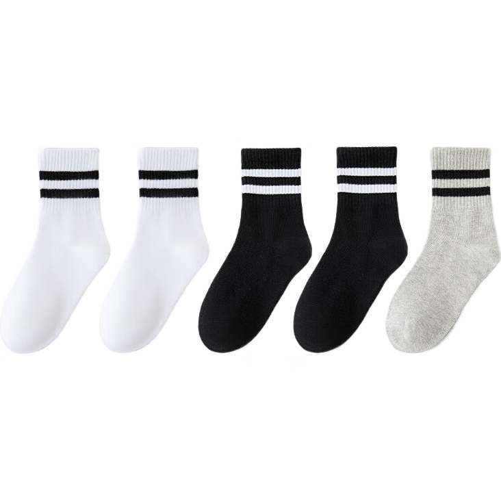 LangSha Children's Socks, Boys' Four-Season School Socks, Youth Mid-Calf Casual Sports Cotton Socks