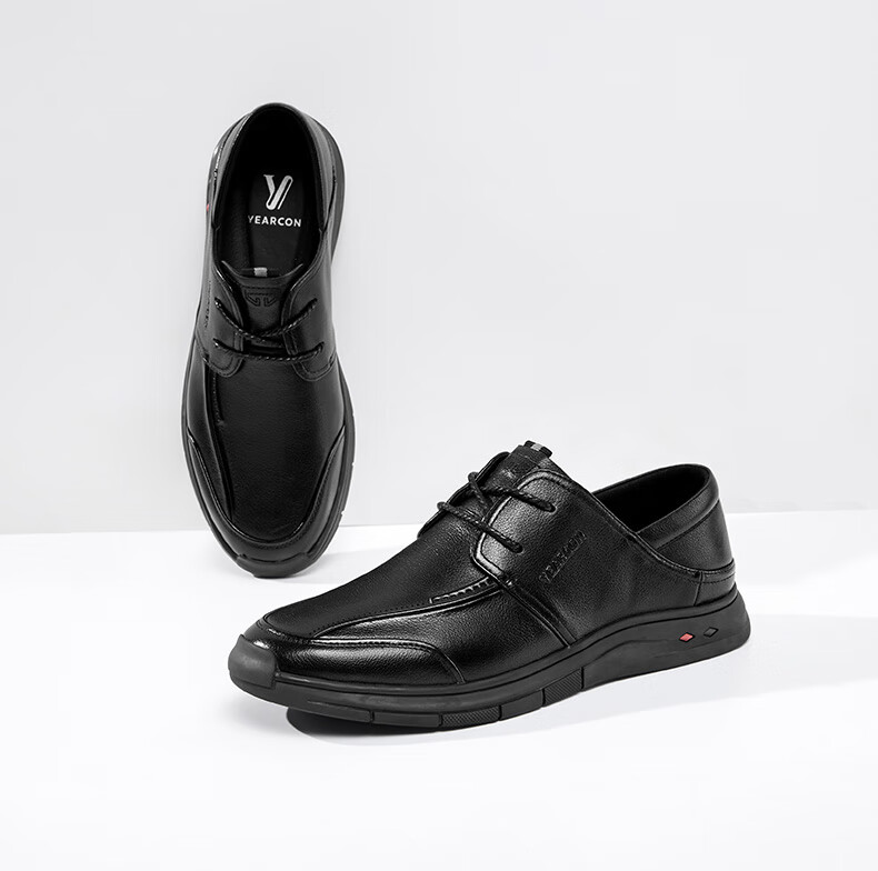 Yierkang Men's Shoes, Soft Sole, Business Casual Comfortable Versatile Dad Casual Leather Shoes, 96860W, Black, Size 43 3