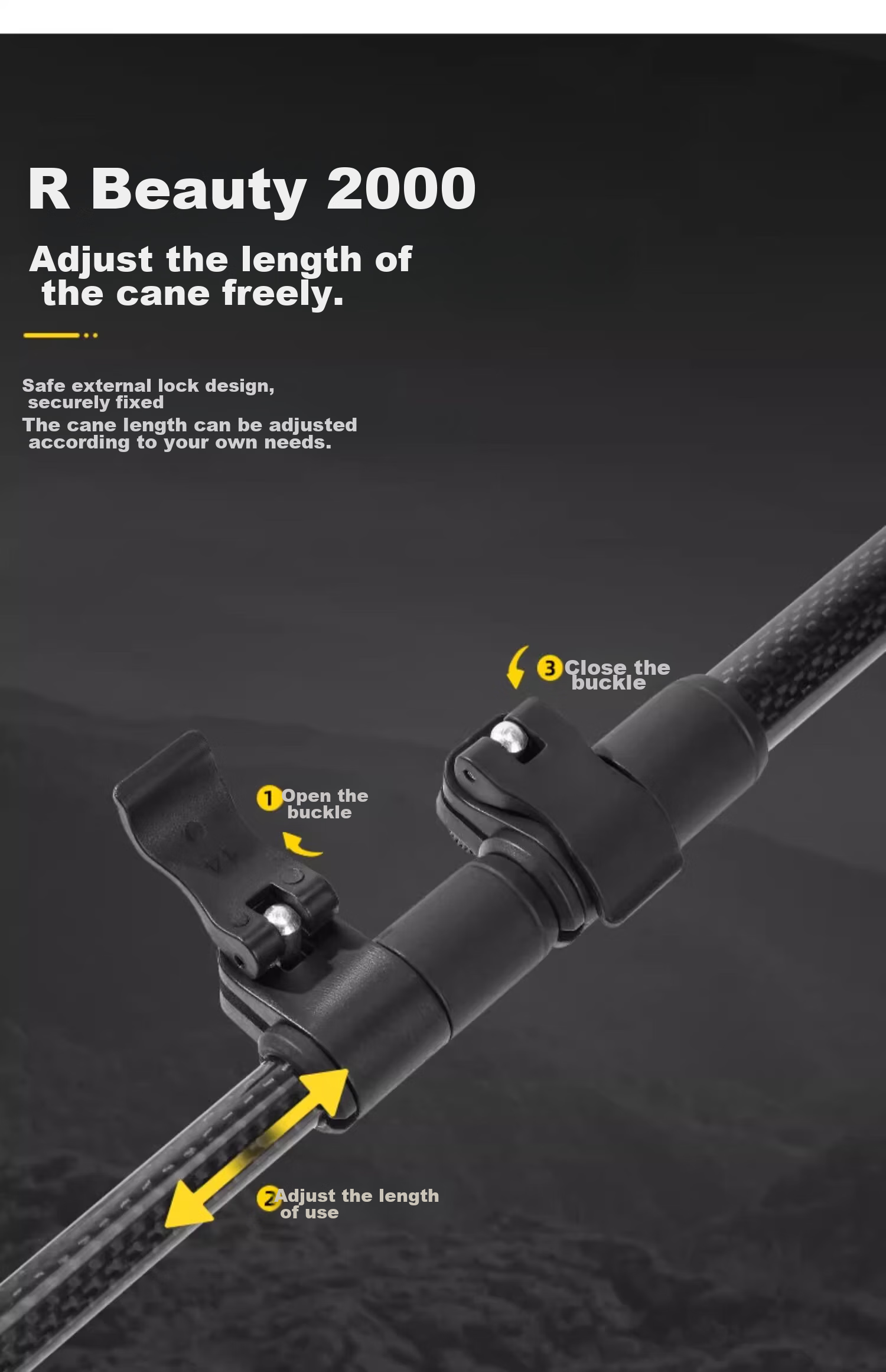 CAMEL [Dune] Trekking Pole, Carbon Fiber Lightweight Telescopic Folding Hiking Stick, Anti-Slip Carbon Fiber Walking Stick 11
