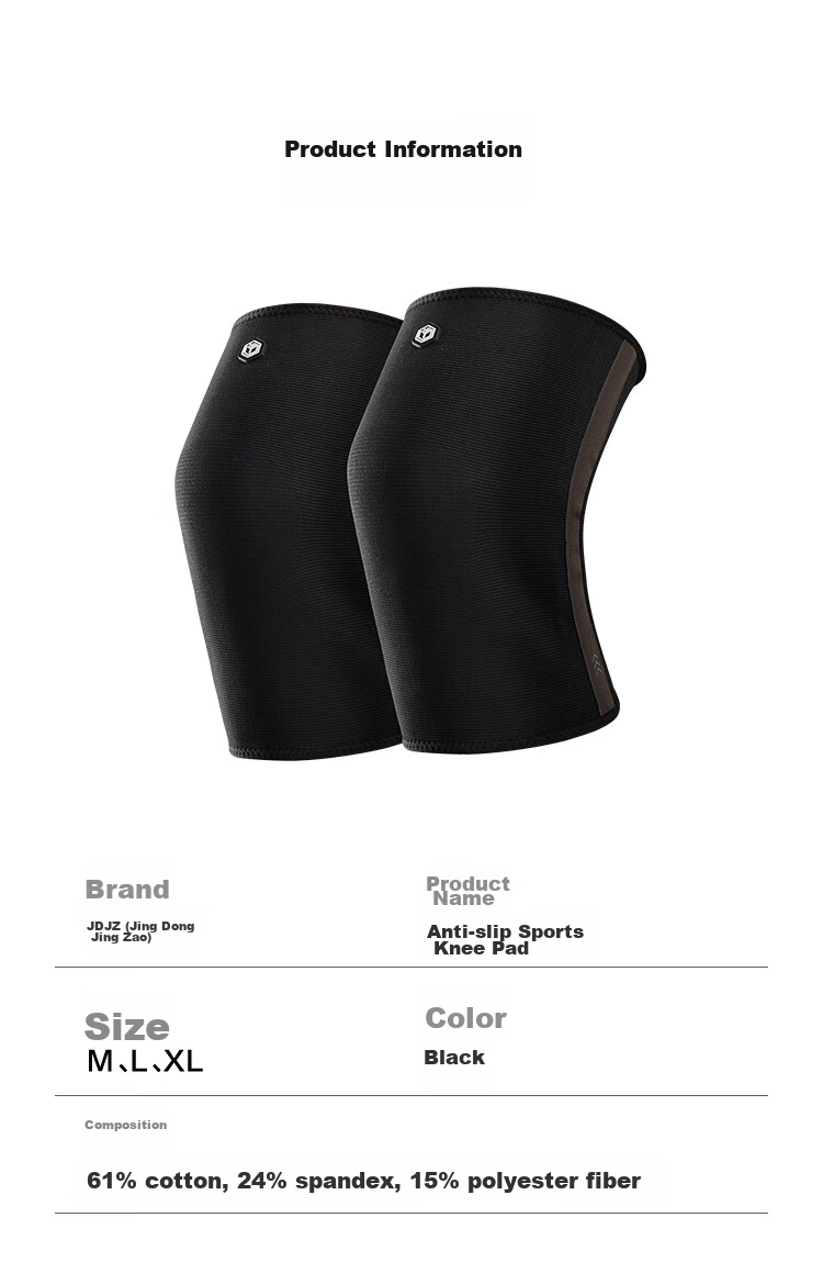 JD Original X100 Knee Brace, Professional Sports Support, Warmth, for Running, Basketball, Badminton, Hiking, Meniscus Protection, Specialized, Black M 23