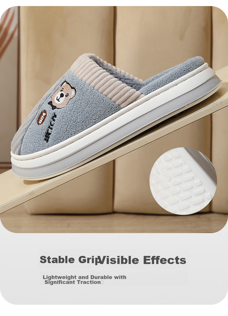 CARTELO Cotton Slippers for Men, Winter Indoor Slippers, Warm Home Cotton Slides, Men's Cotton Shoes, 1517M, Gray, Size 42-43 9