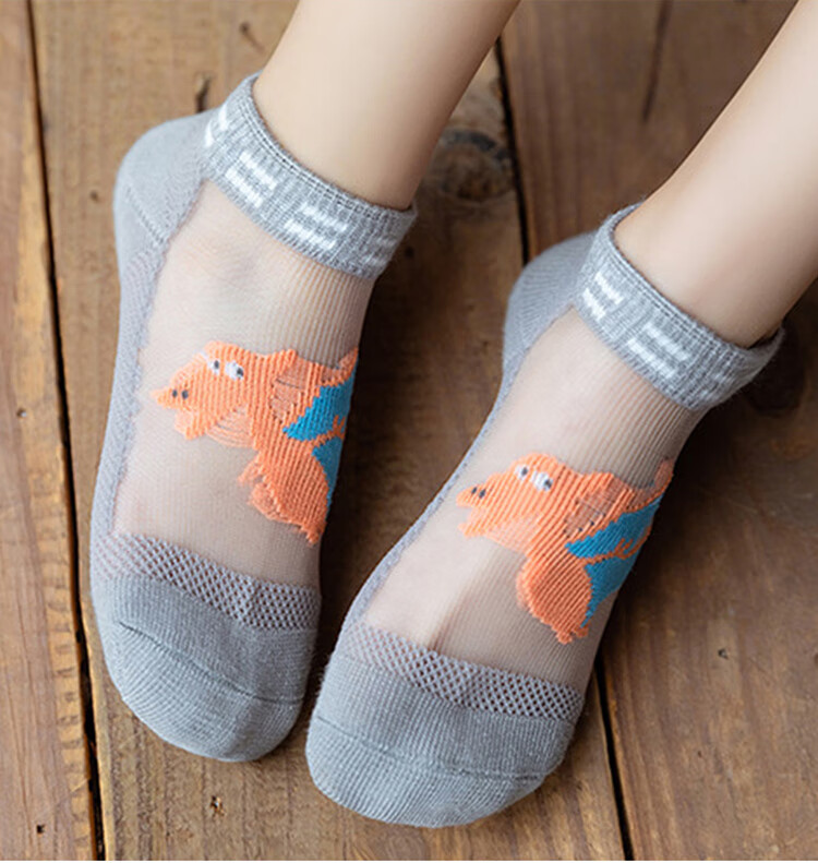 9i9 Children's Summer Thin Mesh Socks Crystal Silk Cotton Socks for Kids 5 Pairs A360 9