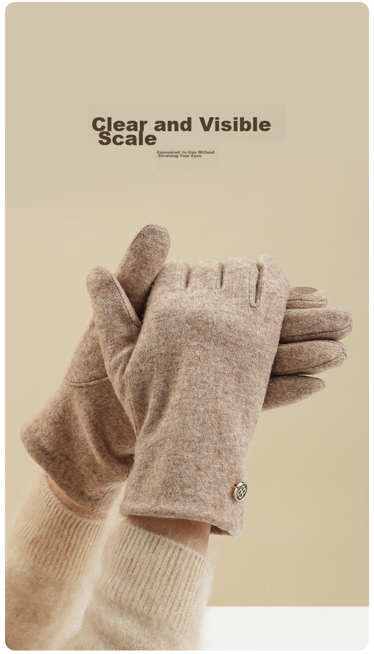 JIUMU Wool Thermal Gloves for Women, Winter Thickened Fleece-Lined, Windproof And Cold-Resistant, Touchscreen Compatible Driving Gloves 5