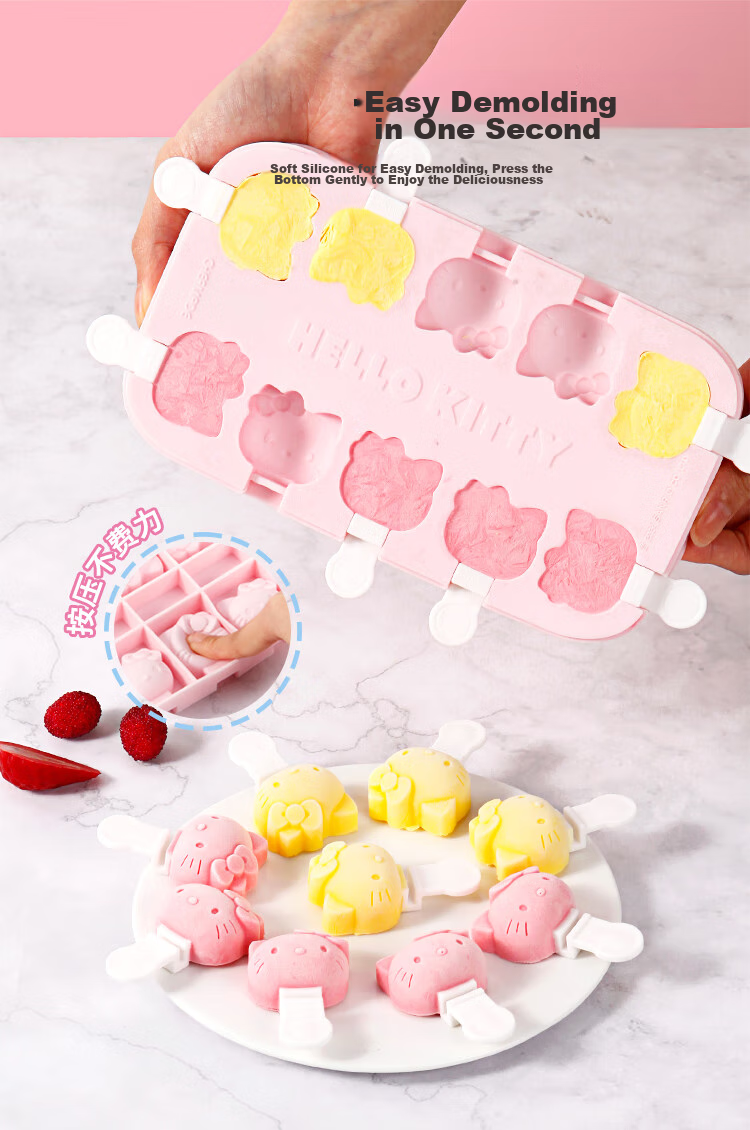 Xuechu Ice Cube Mold, Silicone Ice Tray, Homemade Ice Cream Mold with Lid, Baby Home Use Popsicle Mold for Jelly And Fruit Candy 4